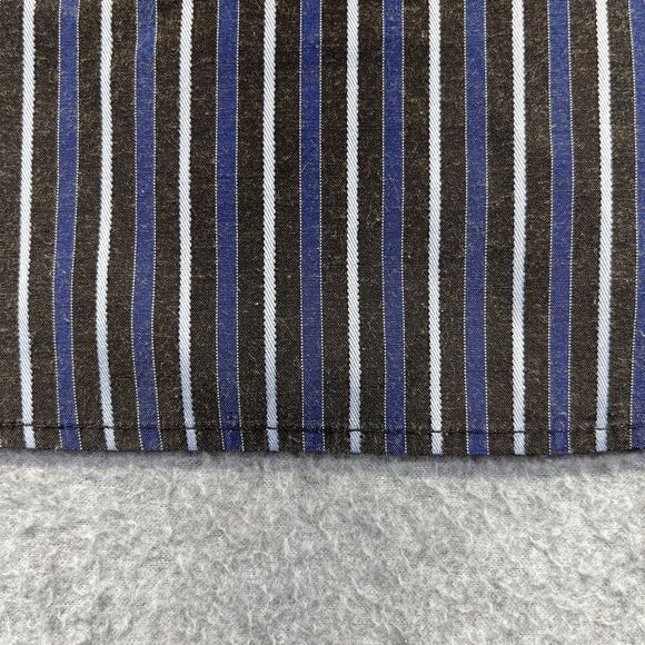 Burberry London Shirt Men’s Large Brown Blue Striped Button Up Made in England - Picture 13 of 14